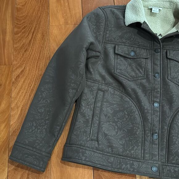 Ariat Trucker Women’s Embossed Softshell Cream Sherpa Lined Jacket Size M - Picture 4 of 12